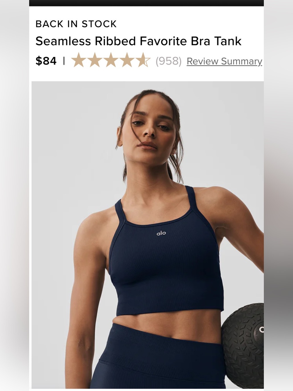 ALO Yoga Black Ribbed Crop Sports Bra